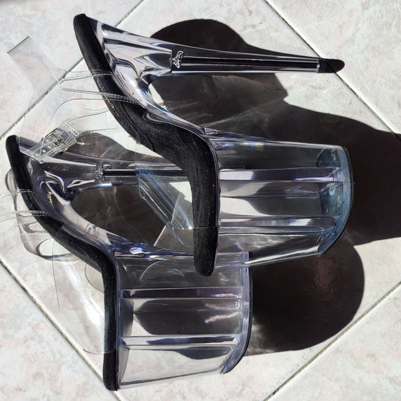Clear Platform Stiletto Heels with Black Insole by Pleaser - Picture 8 of 13